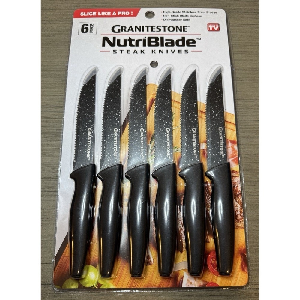 Granitestone NutriBlade 6-Piece Steak Knife Set Stainless Steel Non-Stick‎ NEW